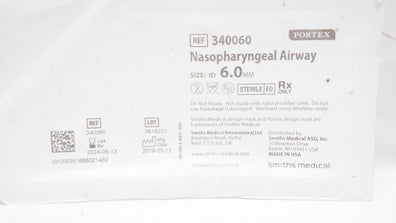 Smith Medical 340060 Portex Nasopharyngeal Airway 6.0mm I.D. (x)